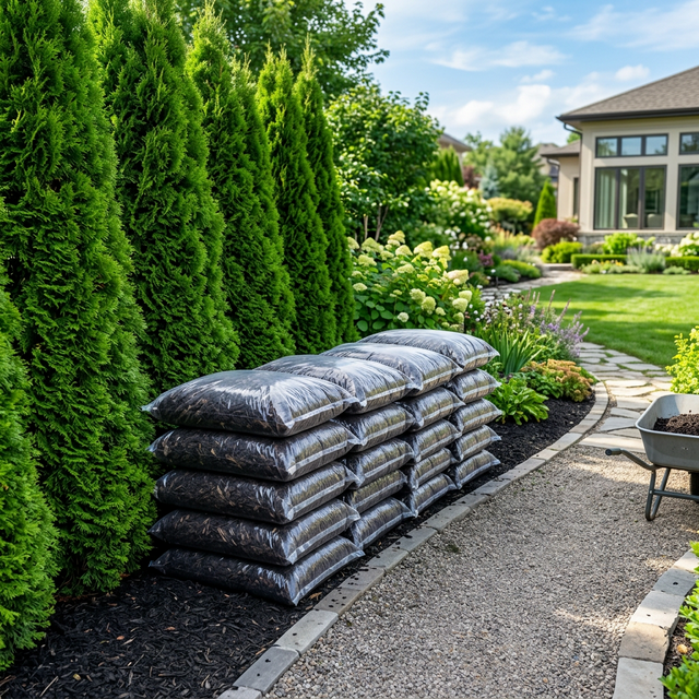 Priežu mizas mulča maisos